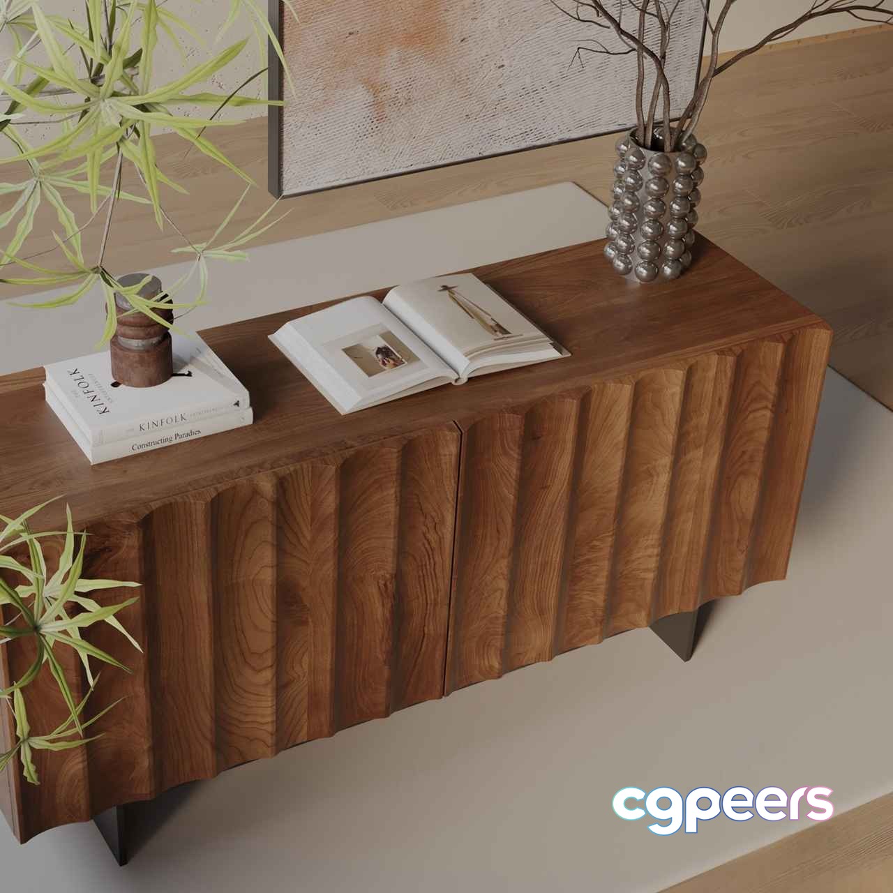 Modern Wooden Cabinet 3D Model - 6538 - VRAY Render Modern Wooden Cabinet 3D Model - 6538 - VRAY Render