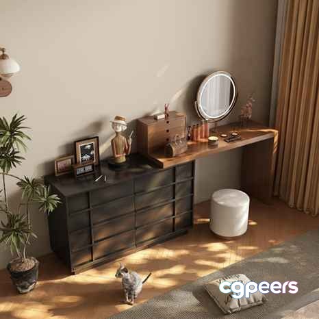 A Dresser With A Mirror 3D Model - 2143 - VRAY Render A Dresser With A Mirror 3D Model - 2143 - VRAY Render
