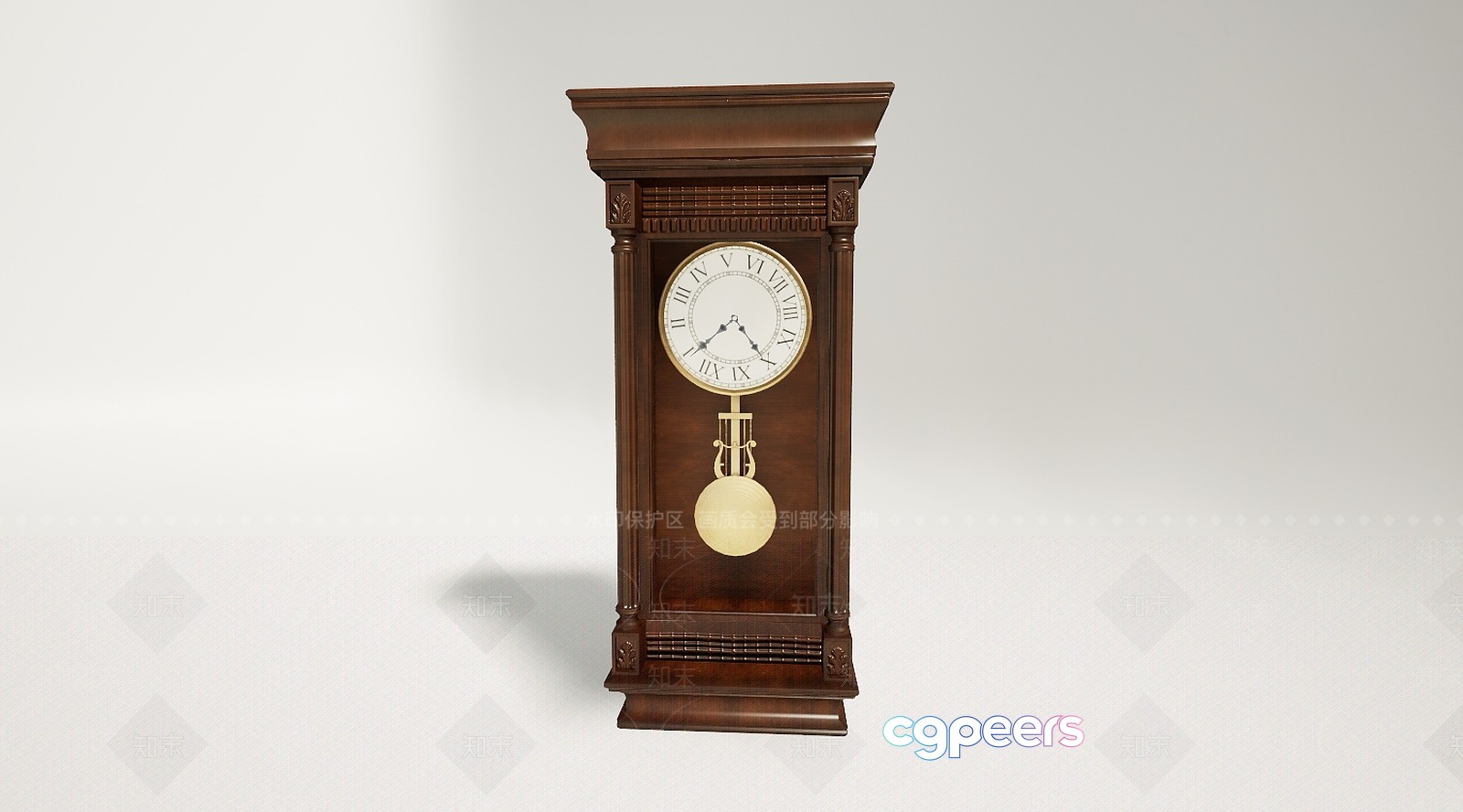 A Wooden Grandfather Clock 3D Model - 11892 - VRAY Render