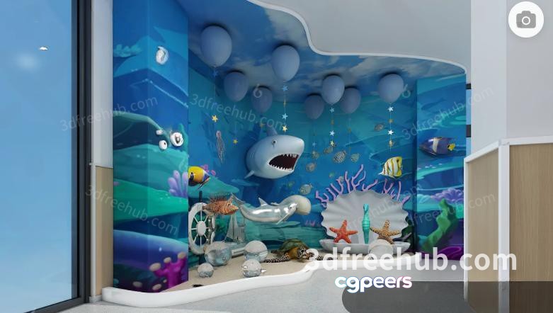 The Image Features A 3D Rendering Of A Room With A Colorful Ocean 3D Model - 22024 - VRAY Render The Image Features A 3D Rendering Of A Room With A Colorful Ocean 3D Model - 22024 - VRAY Render