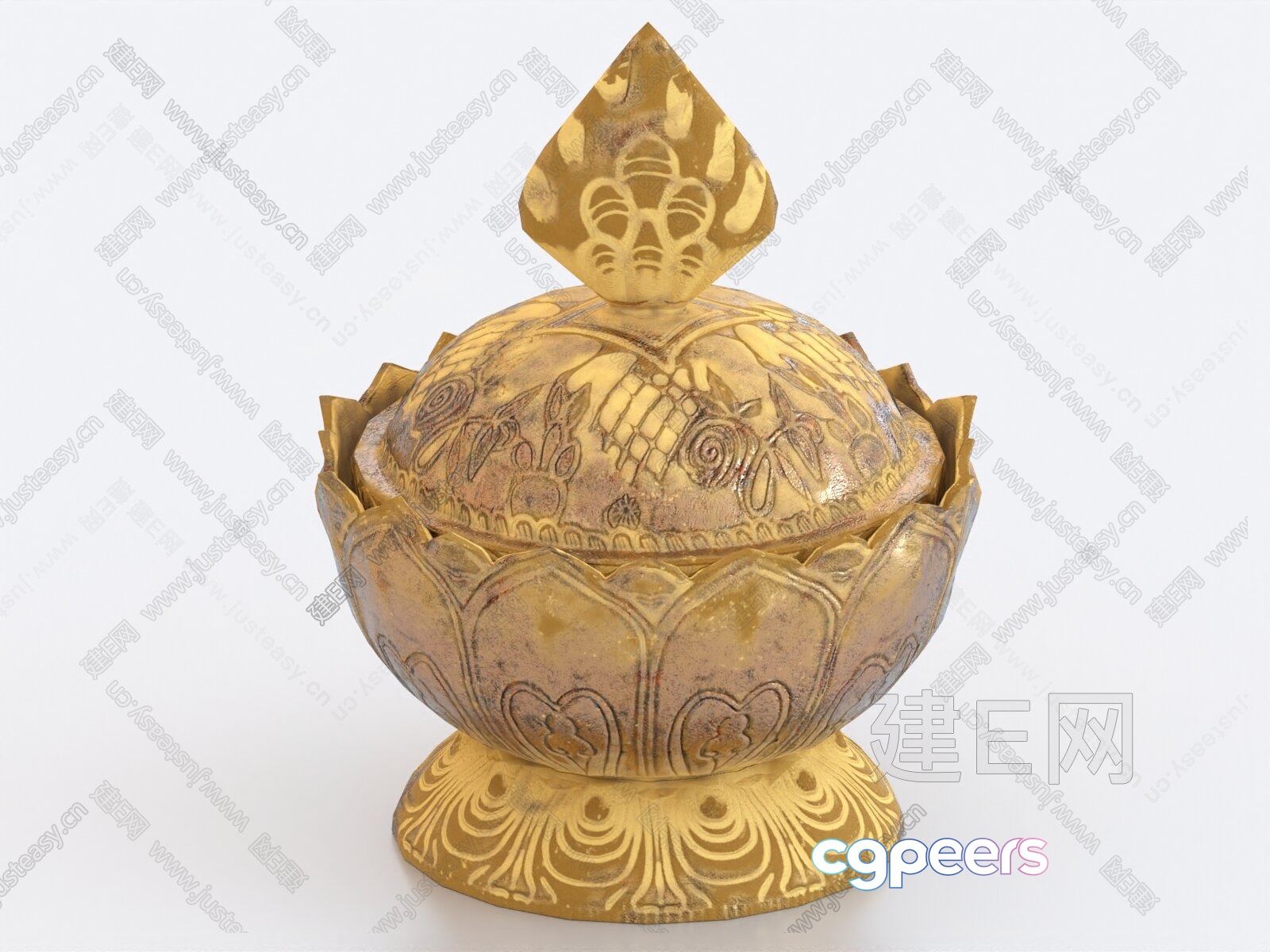 Gold Decorated Bowl 3D Model - 17648 - VRAY Render Gold Decorated Bowl 3D Model - 17648 - VRAY Render