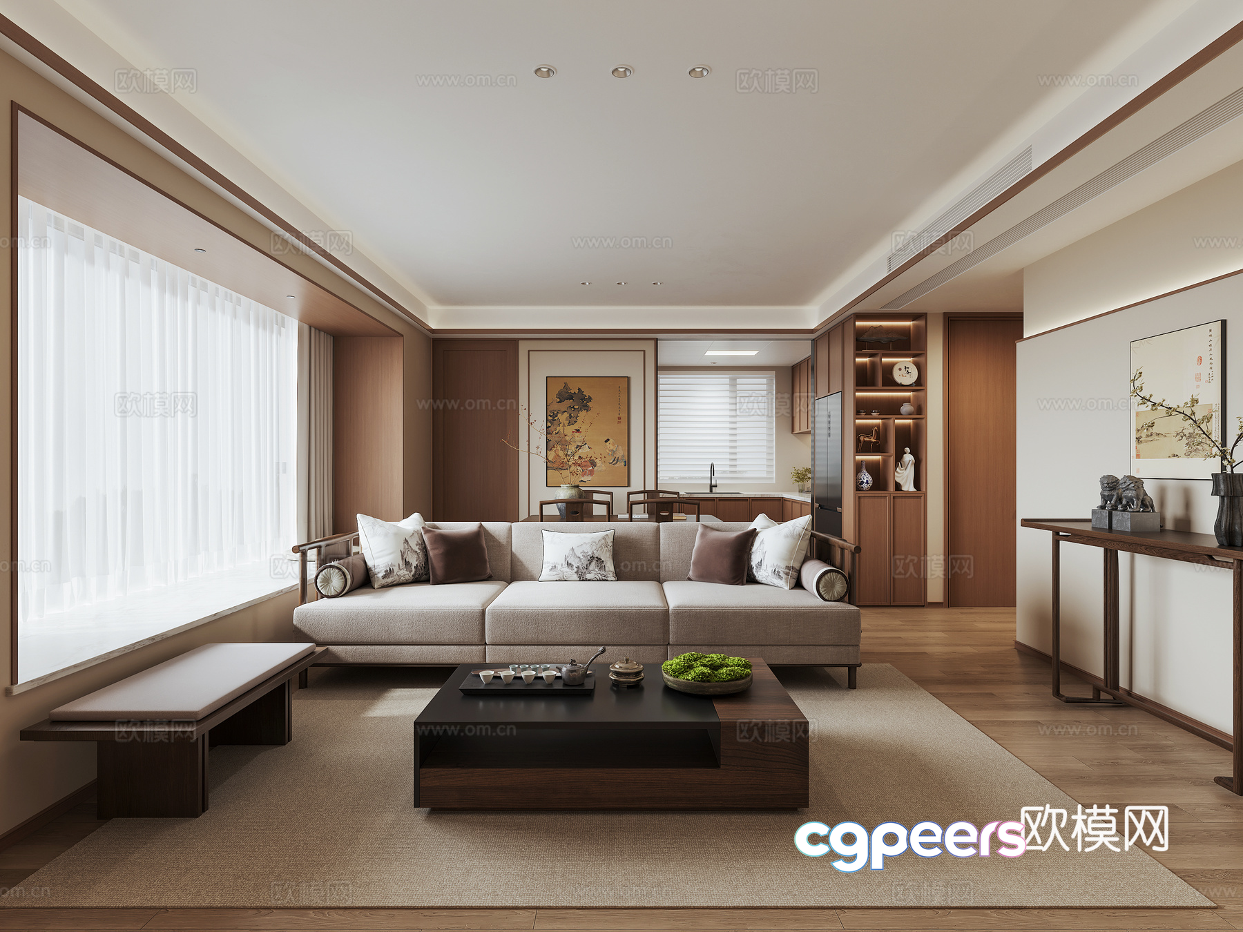 Modern Asian Living Room 3D Model - 9780 - VRAY Render Modern Asian Living Room 3D Model - 9780 - VRAY Render