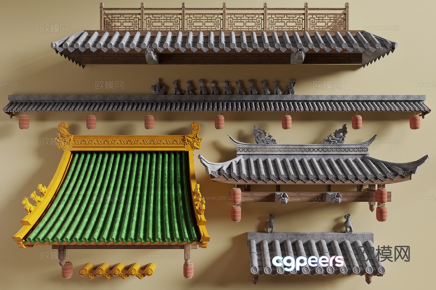 Traditional Chinese Roofing 3D Model - 1134 - CORONA Render Traditional Chinese Roofing 3D Model - 1134 - CORONA Render