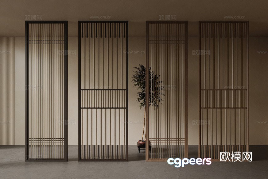 Wooden Sliding Room Divider 3D Model - 15685 - VRAY Render Wooden Sliding Room Divider 3D Model - 15685 - VRAY Render