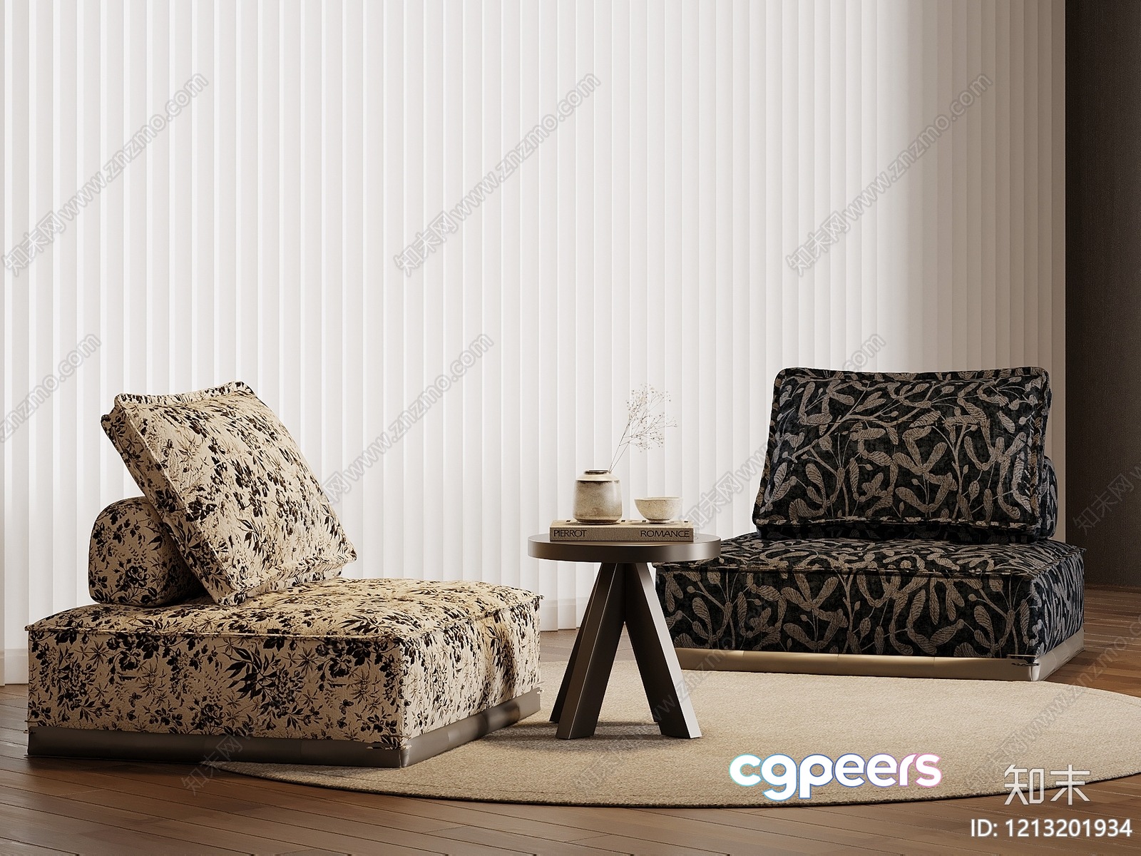 Cozy Living Room With Floral Furniture 3D Model - 5002 - VRAY Render Cozy Living Room With Floral Furniture 3D Model - 5002 - VRAY Render