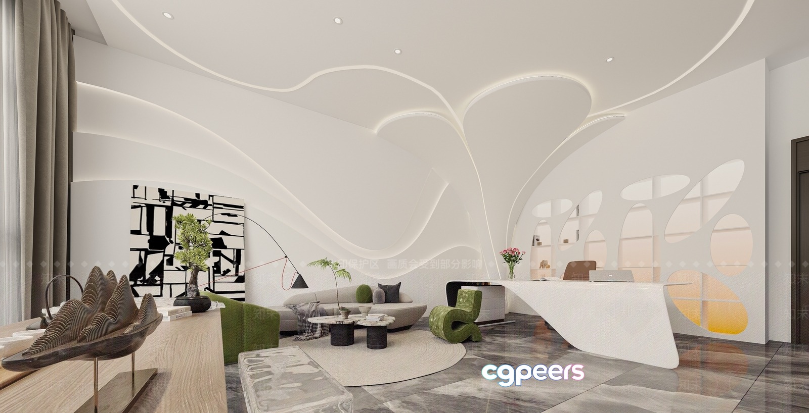 Modern Living Room 3D Model - 3485 - VRAY Render