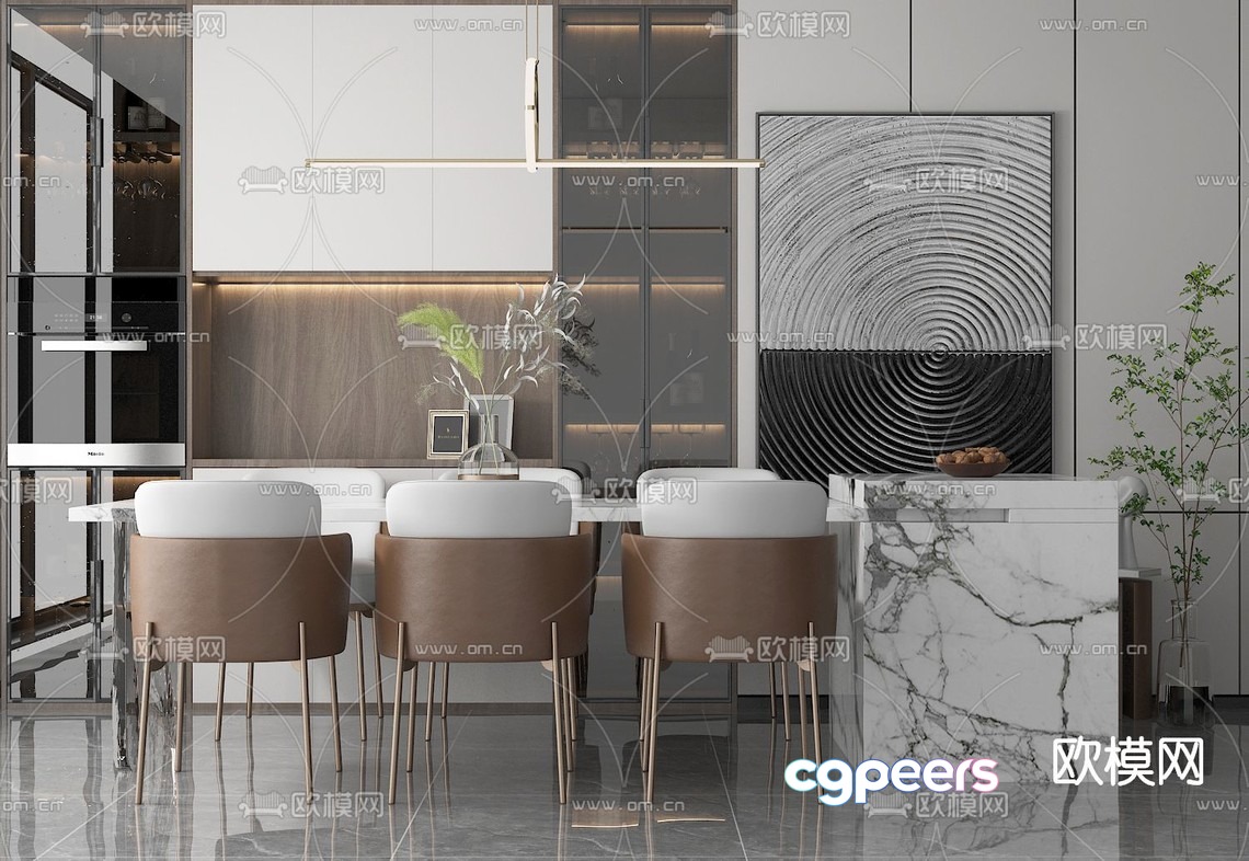 Modern Dining Room 3D Model - 15432 - VRAY Render