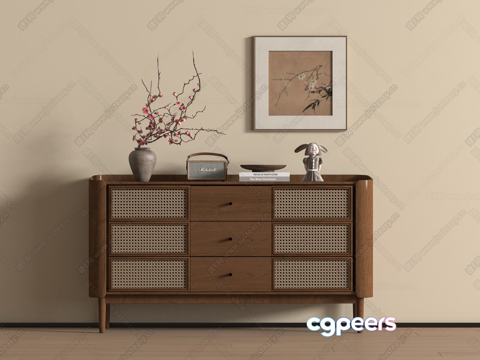 Mid-Century Modern Dresser 3D Model - 10027 - VRAY Render Mid-Century Modern Dresser 3D Model - 10027 - VRAY Render