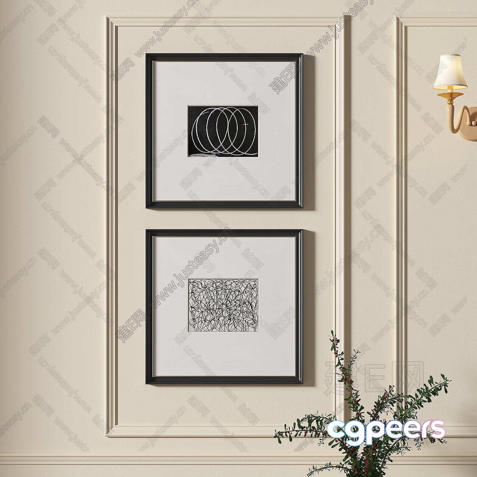 Modern Black Frames 3D Model - 21700 - VRAY Render