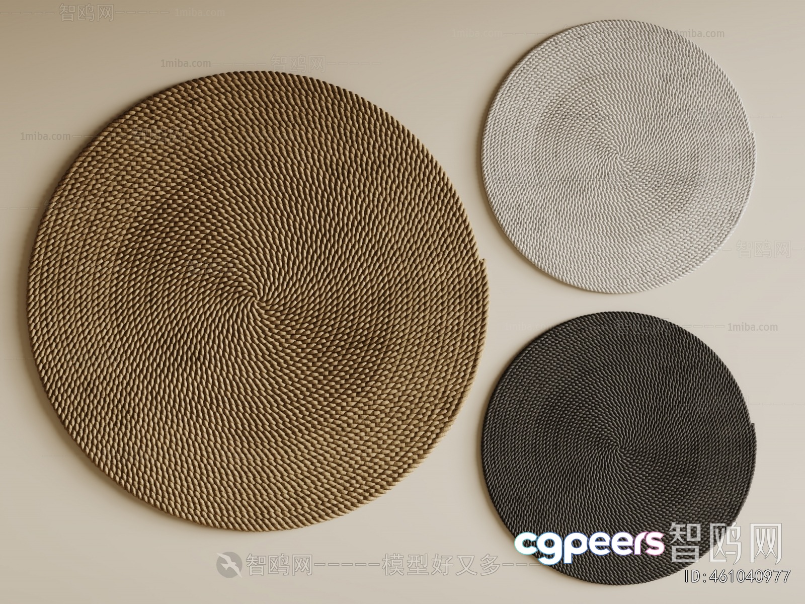 The Main Subject Is A Set Of Three Circular Rugs 3D Model - 22920 - VRAY Render