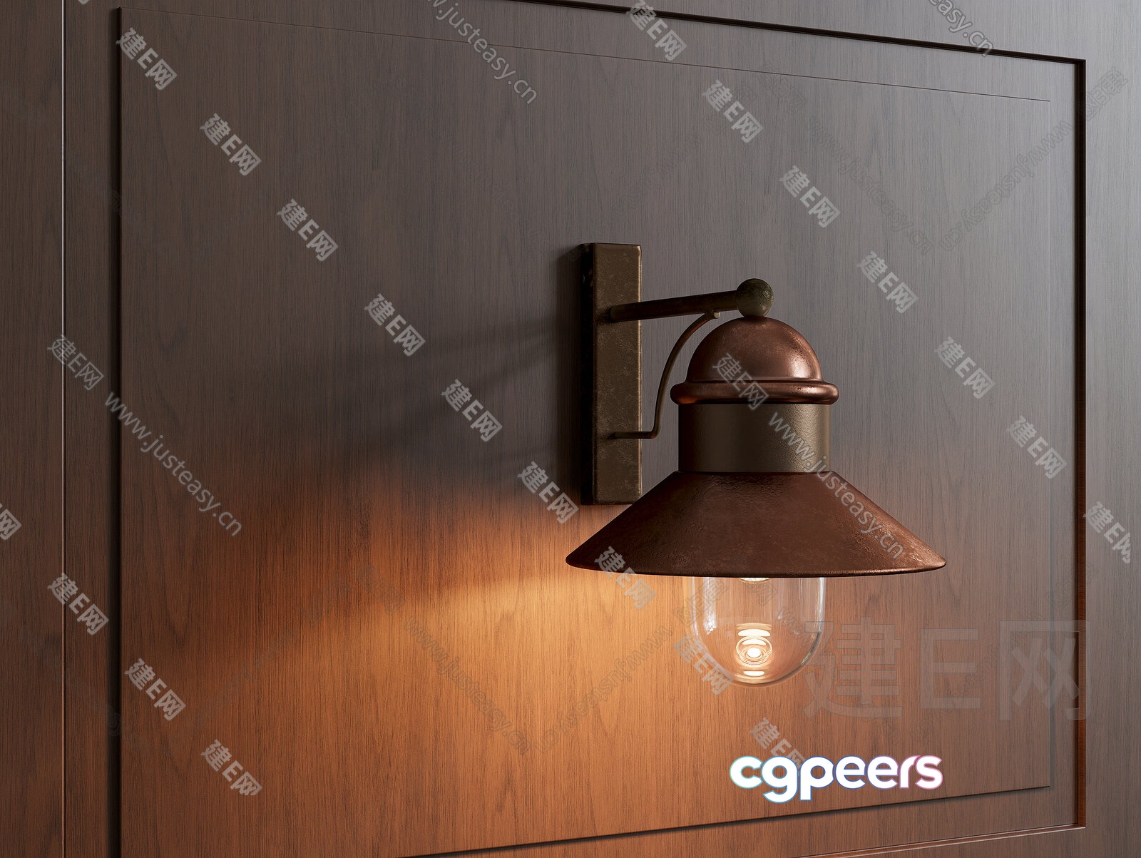 The Image Features A Copper-Colored Light Fixture 3D Model - 2671 - VRAY Render