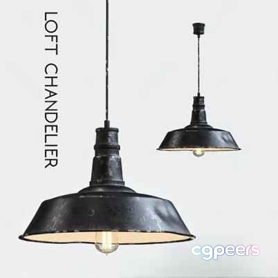 Black Metal Chandelier 3D Model - 3674 - VRAY Render