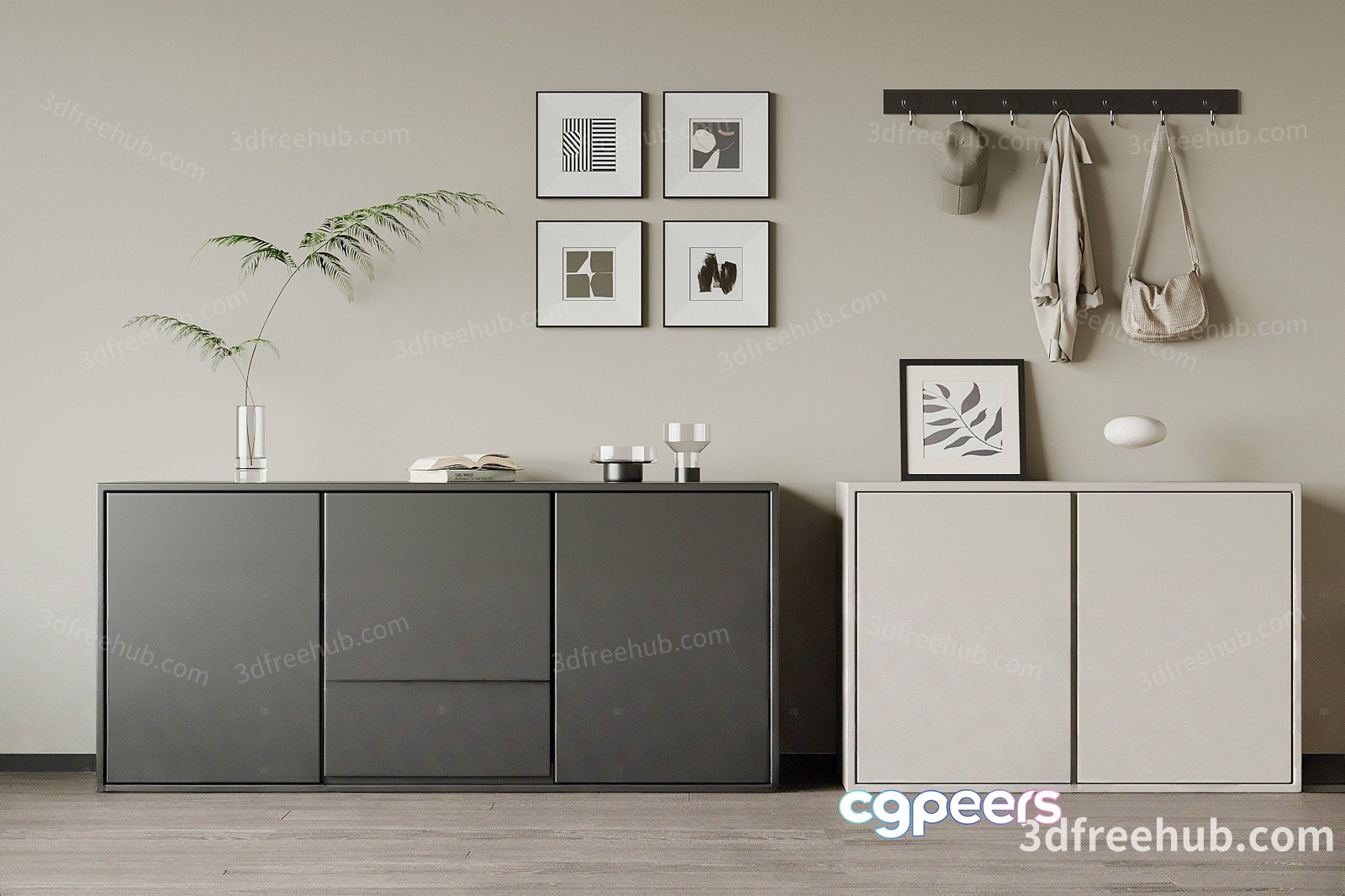 Minimalist Modern Living Room 3D Model - 18560 - VRAY Render