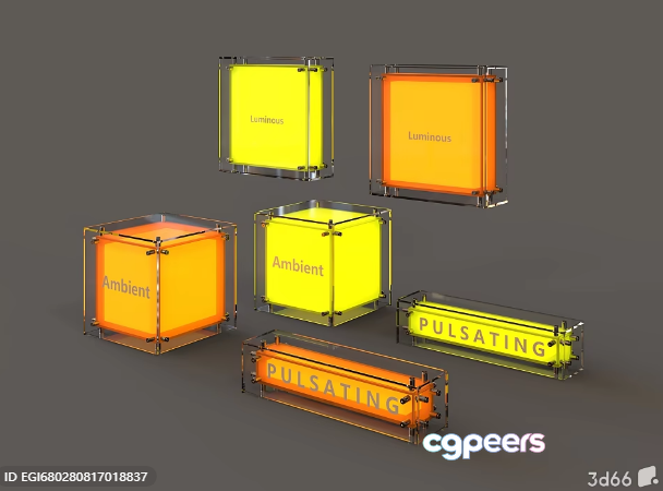 Three-Dimensional Renderings Of Boxes And A Sign With The Word Puls 3D Model - 10336 - VRAY Render