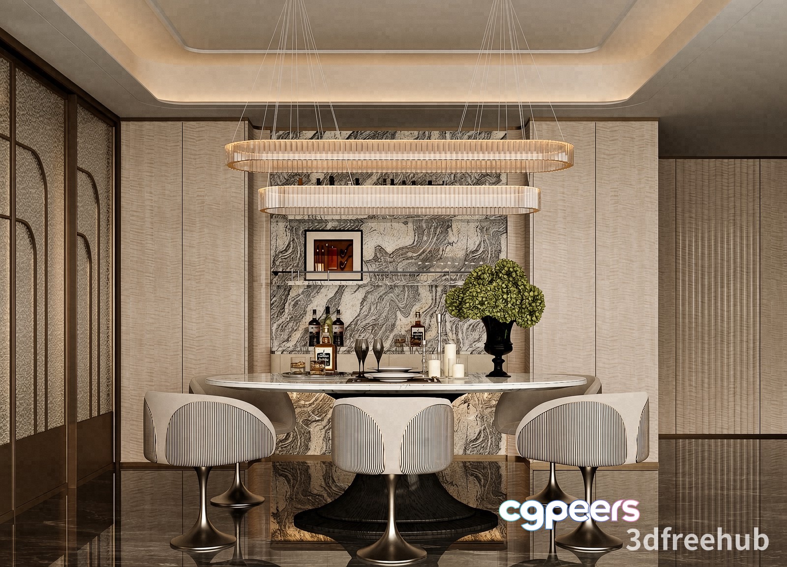 Modern Bar Area 3D Model - 22880 - VRAY Render