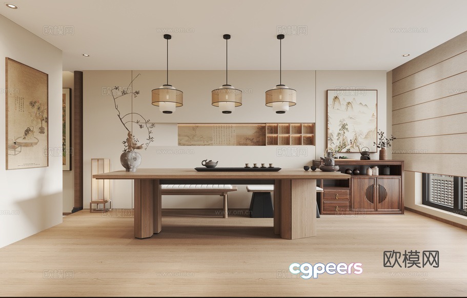 Modern Asian Dining Room 3D Model - 3331 - CORONA Render Modern Asian Dining Room 3D Model - 3331 - CORONA Render