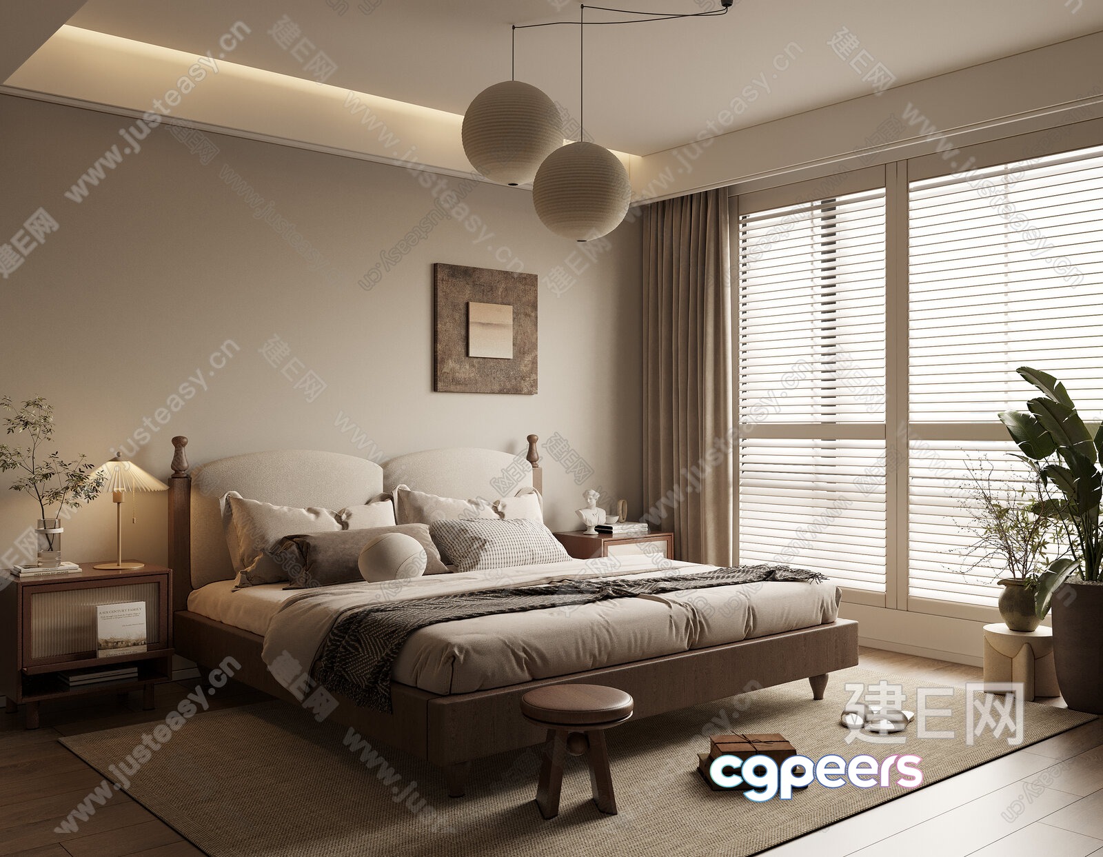 A Beige Bed 3D Model - 9173 - VRAY Render A Beige Bed 3D Model - 9173 - VRAY Render