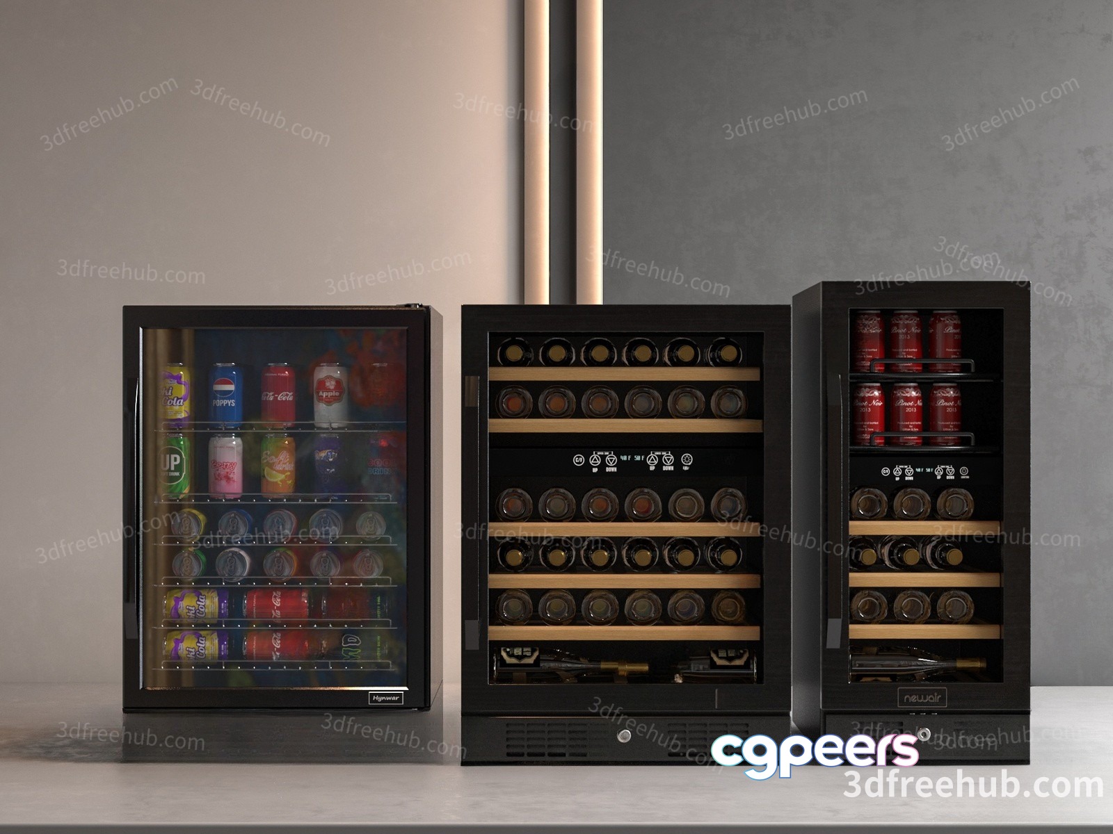 Mini Fridge With Drinks 3D Model - 19283 - VRAY Render Mini Fridge With Drinks 3D Model - 19283 - VRAY Render