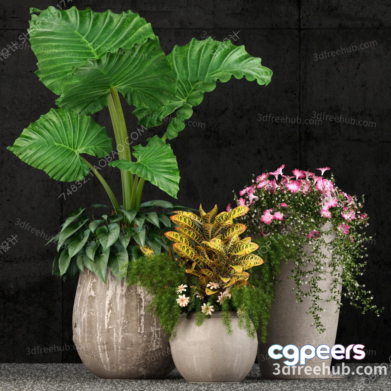 A Large Plant In A Pot 3D Model - 21505 - VRAY Render