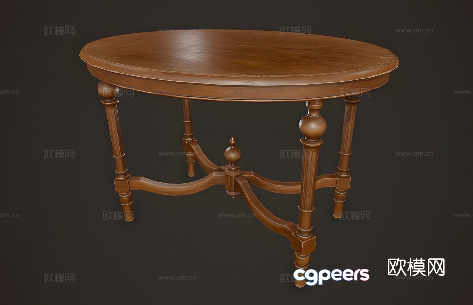 Wooden Oval Table 3D Model - 2659 - VRAY Render Wooden Oval Table 3D Model - 2659 - VRAY Render