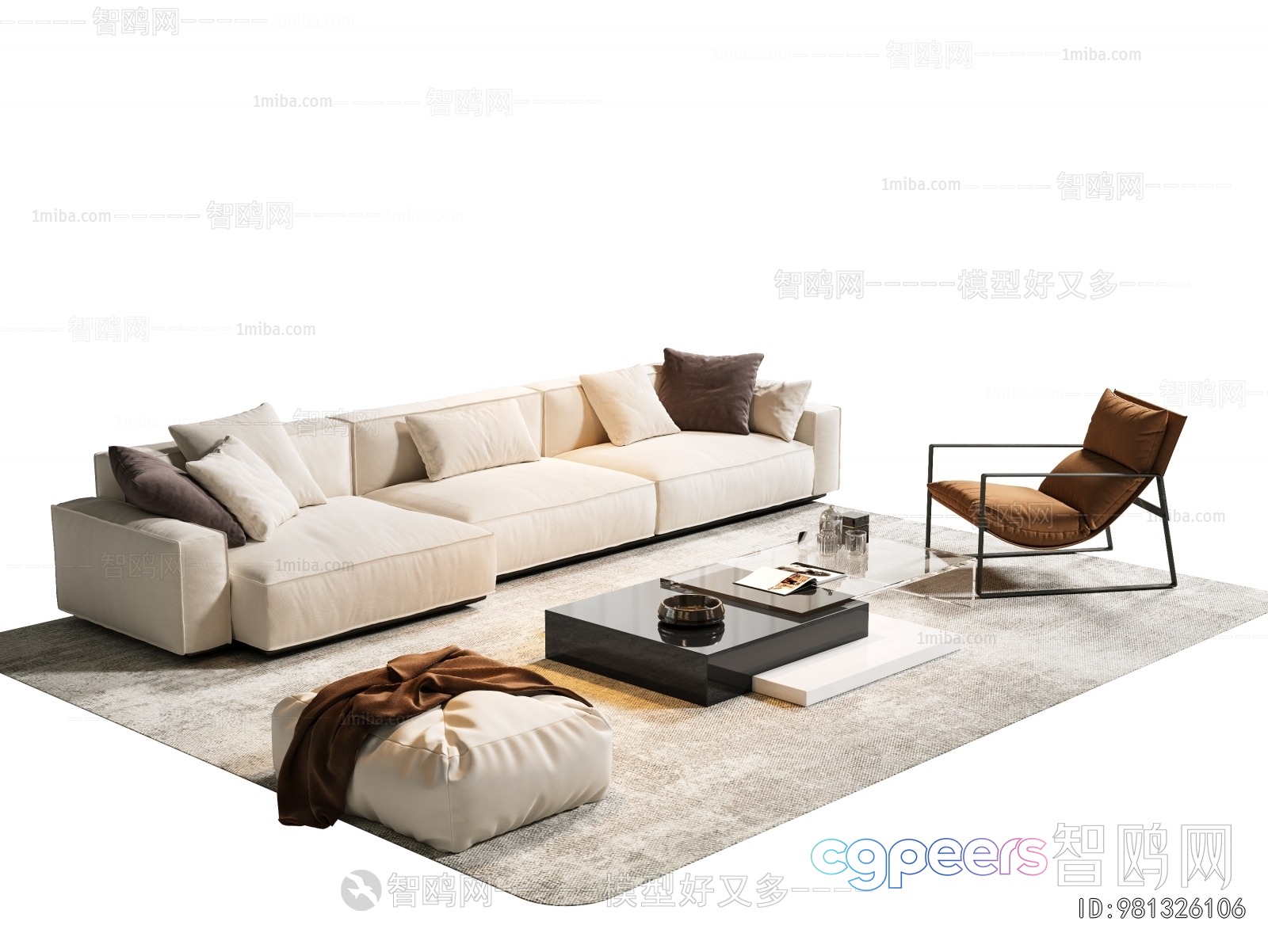Modern Living Room 3D Model - 5574 - CORONA Render