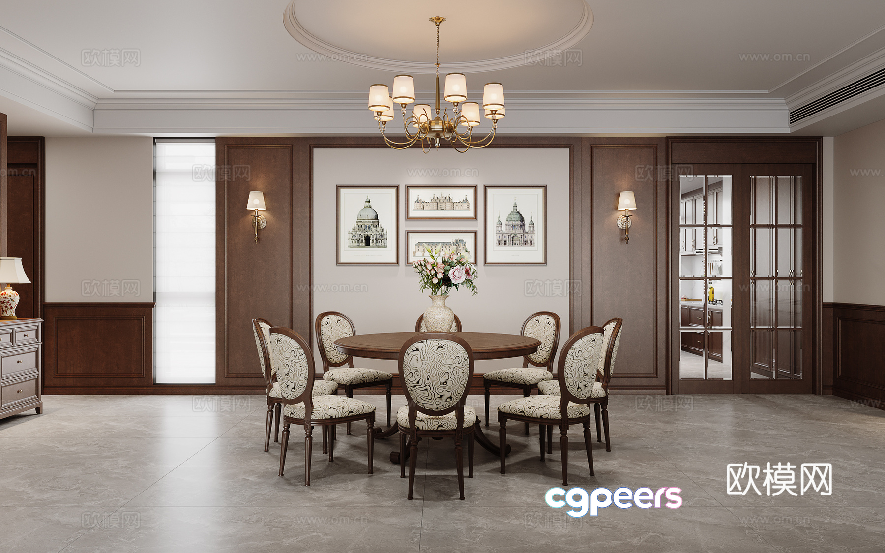 Classic Dining Room 3D Model - 4664 - VRAY Render