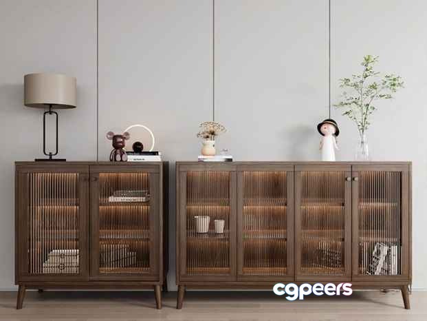 Modern Wooden Cabinets 3D Model - 13666 - VRAY Render