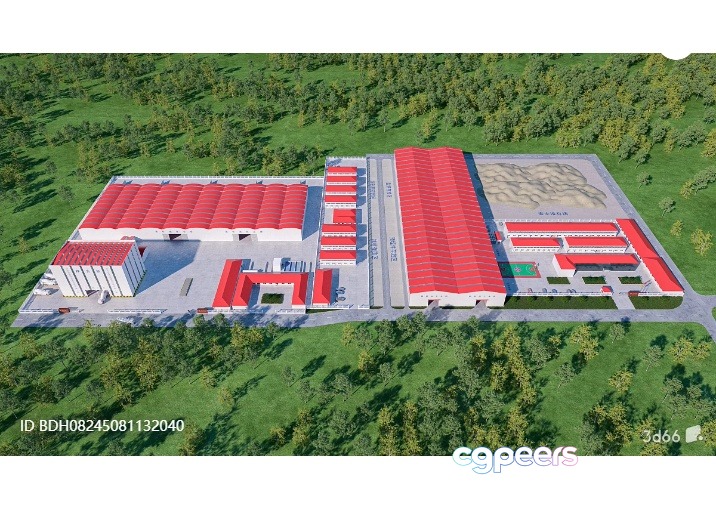 Aerial View Of A Factory 3D Model - 5137 - VRAY Render