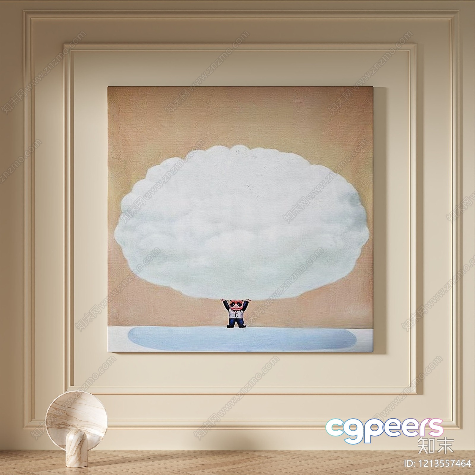 A Painting Of A Person Holding A Large Cloud 3D Model - 23377 - VRAY Render A Painting Of A Person Holding A Large Cloud 3D Model - 23377 - VRAY Render