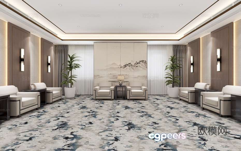Modern Living Room 3D Model - 16914 - VRAY Render
