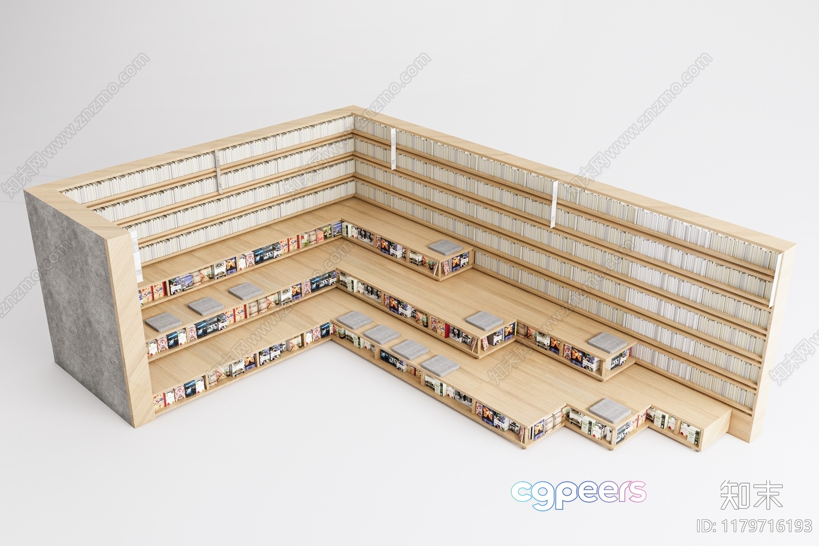 A 3D Model Of A Library 3D Model - 11771 - VRAY Render