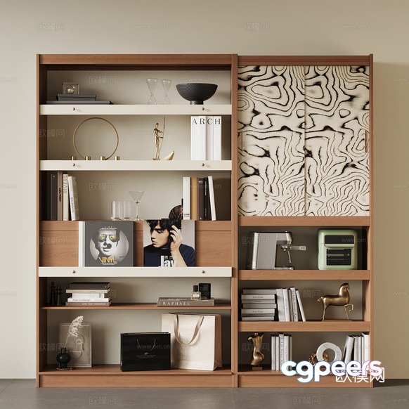 Wooden Bookshelf 3D Model - 23400 - VRAY Render