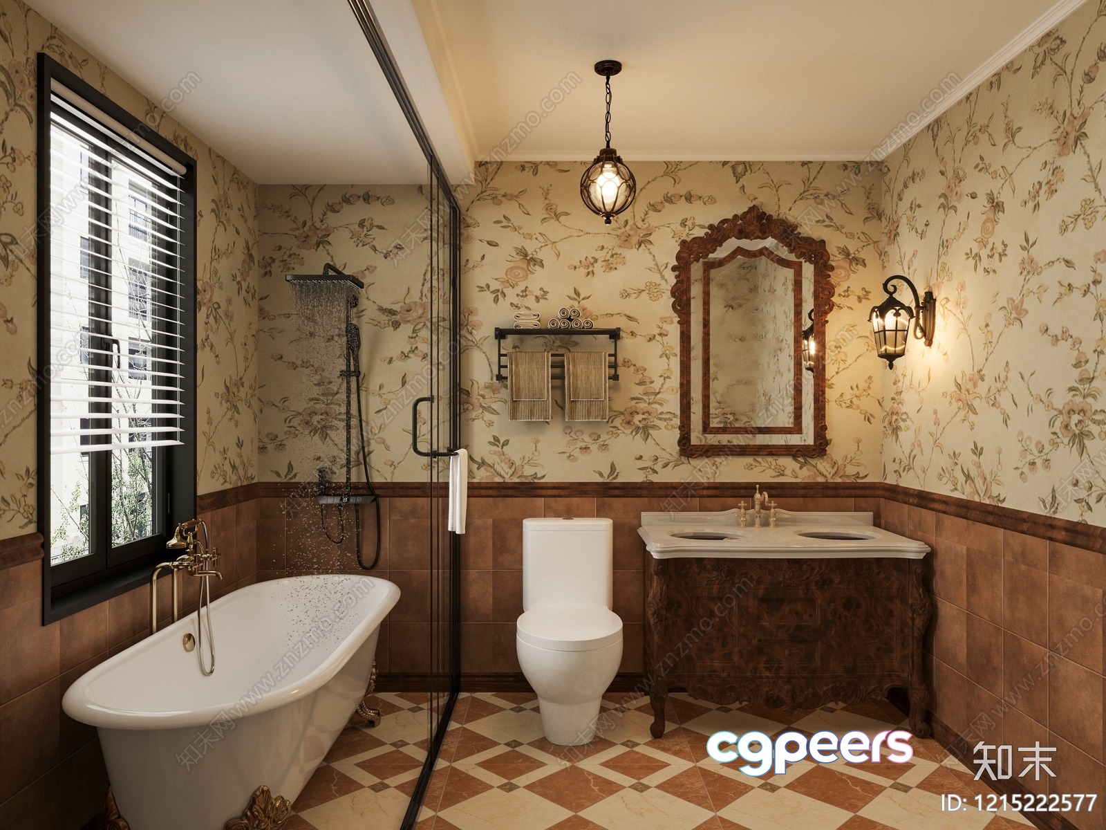 A Bathroom With A Vintage Style 3D Model - 11060 - VRAY Render
