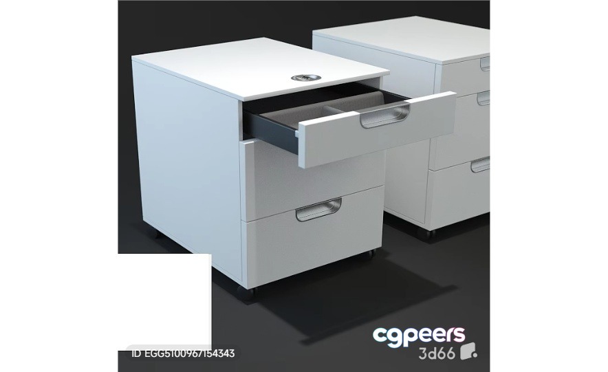 A White Desk With A Drawer 3D Model - 1884 - VRAY Render A White Desk With A Drawer 3D Model - 1884 - VRAY Render