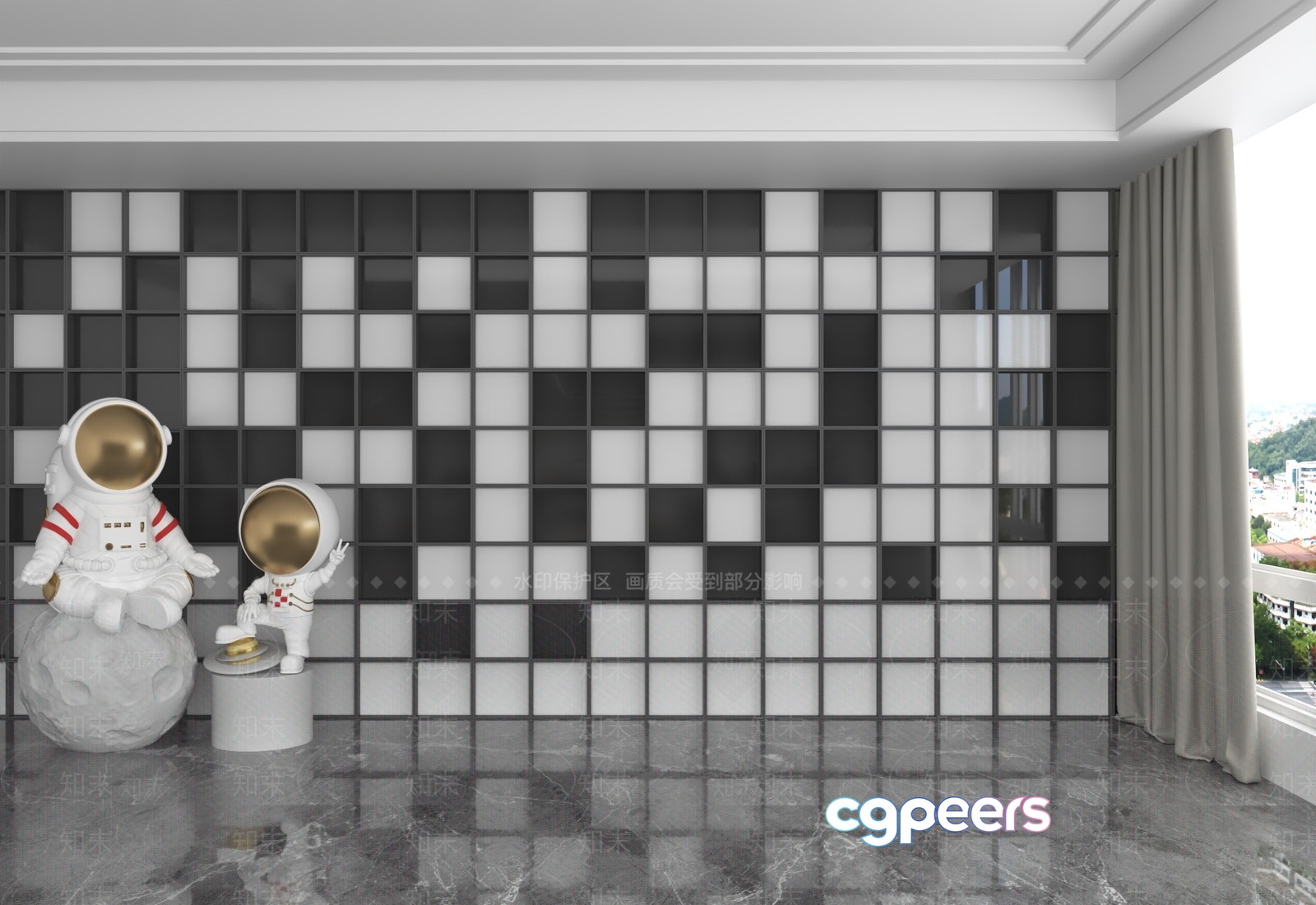 A Room With A Unique Wall Design 3D Model - 18147 - VRAY Render A Room With A Unique Wall Design 3D Model - 18147 - VRAY Render