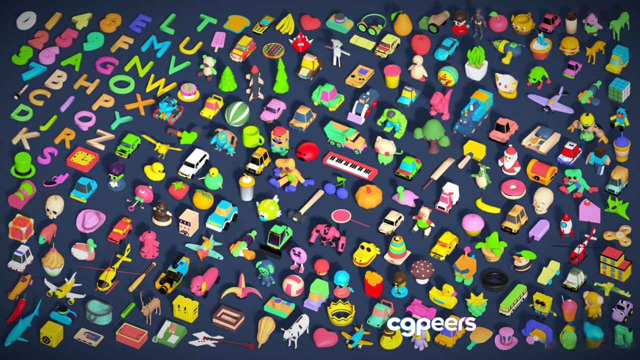 A Colorful 3D Graphic Of Various Objects 3D Model - 16212 - VRAY Render A Colorful 3D Graphic Of Various Objects 3D Model - 16212 - VRAY Render