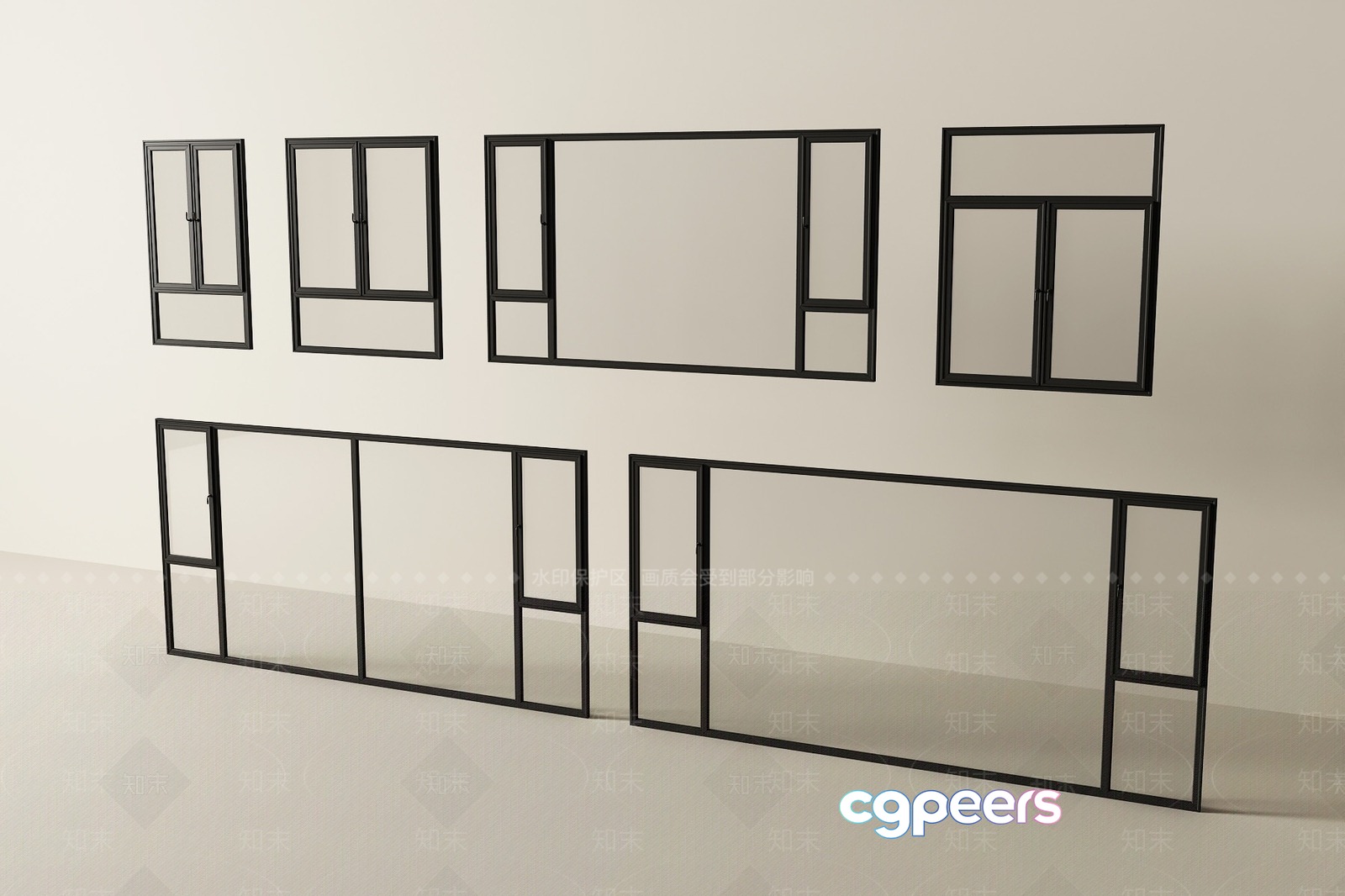 Black Metal Frames 3D Model - 16216 - VRAY Render