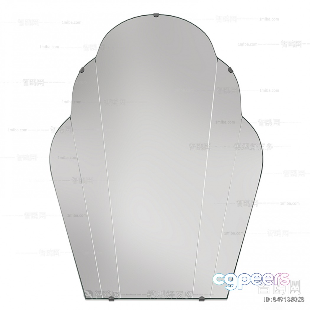 A Mirror With A Rounded Top And Straight Sides 3D Model - 20935 - VRAY Render
