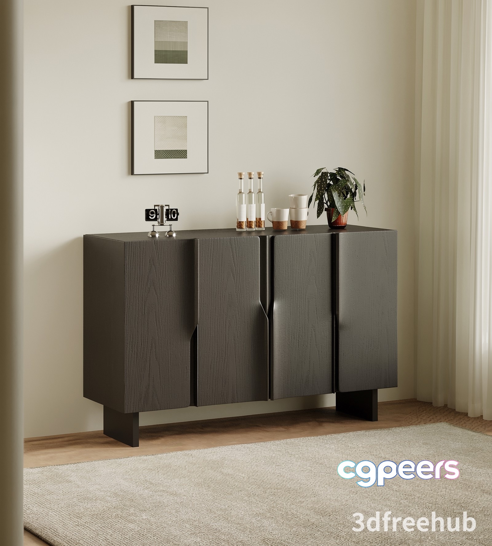 Modern Sideboard Furniture 3D Model - 23528 - VRAY Render Modern Sideboard Furniture 3D Model - 23528 - VRAY Render
