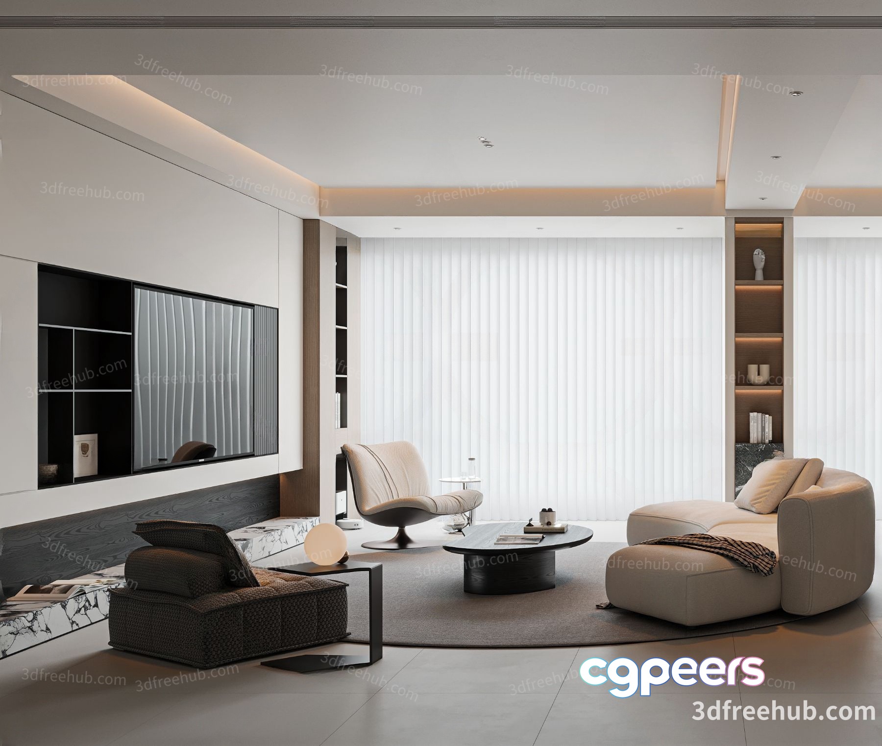 A Modern Living Room 3D Model - 6475 - VRAY Render
