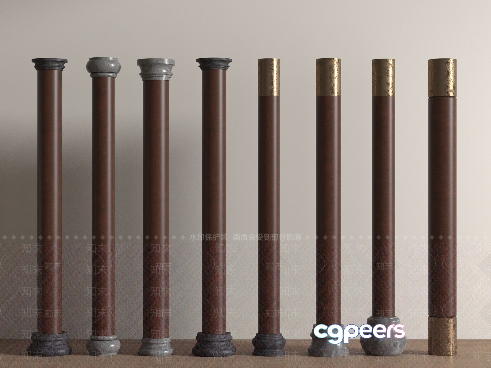Wooden Pillars 3D Model - 9971 - VRAY Render Wooden Pillars 3D Model - 9971 - VRAY Render