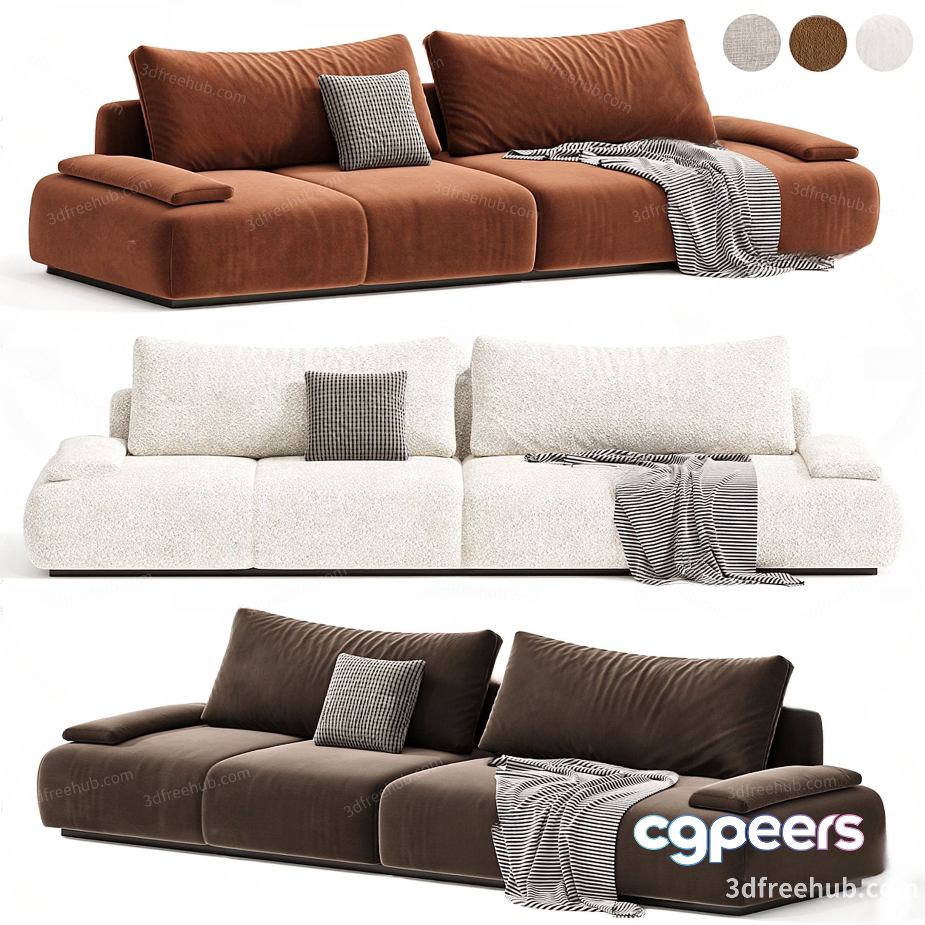 Modern Living Room Sofa 3D Model - 2534 - VRAY Render