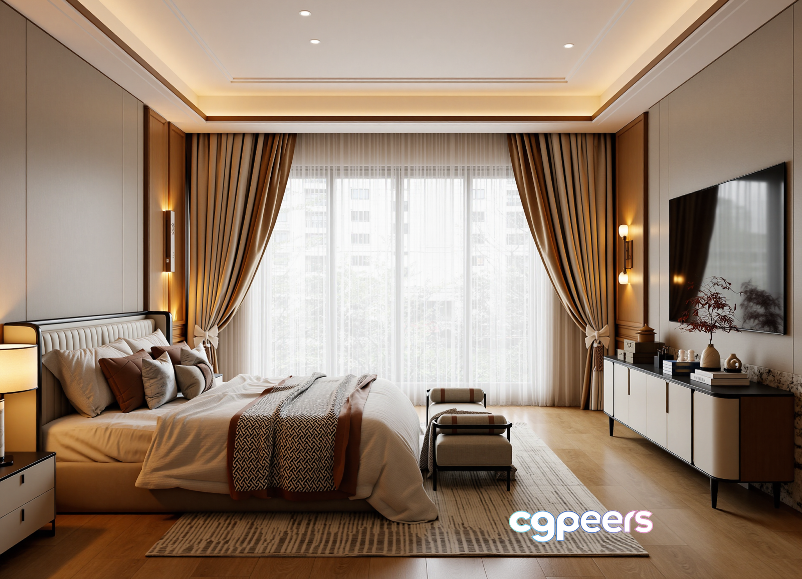 Cozy Modern Bedroom 3D Model - 16643 - VRAY Render