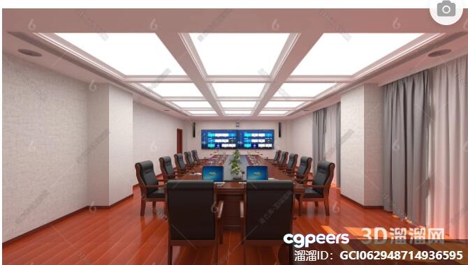 A Conference Room With A Large Table And Chairs 3D Model - 6686 - VRAY Render