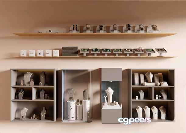 White Jewelry Display Shelves 3D Model - 3651 - CORONA Render White Jewelry Display Shelves 3D Model - 3651 - CORONA Render