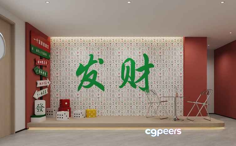 White Chinese Characters 3D Model - 9758 - VRAY Render