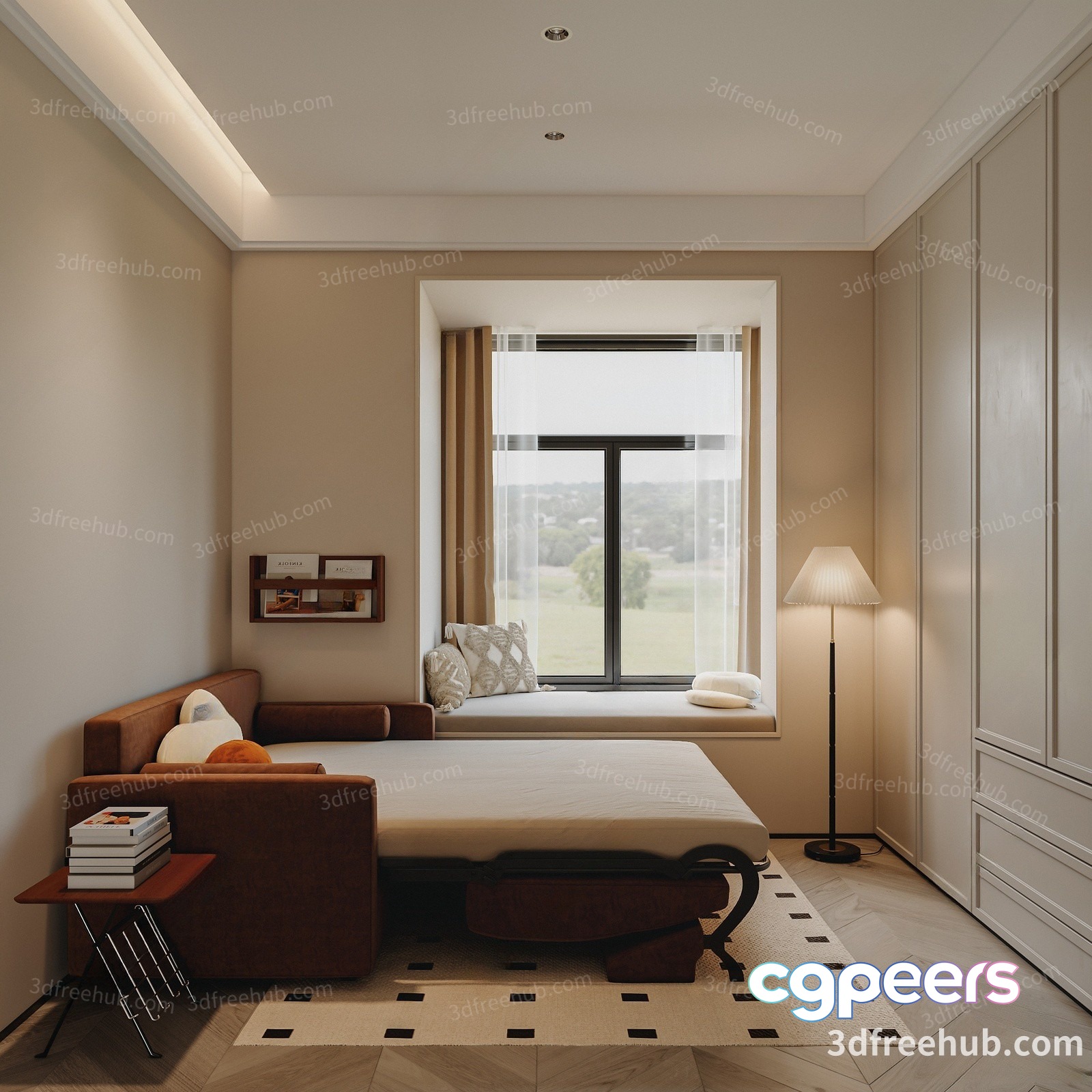 A Bedroom With A Window 3D Model - 19701 - VRAY Render