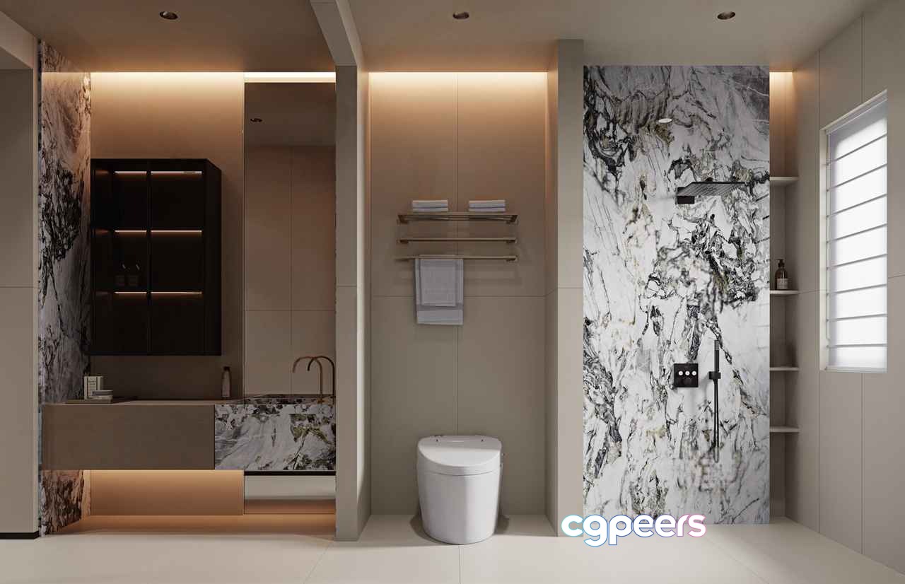 Modern Bathroom 3D Model - 12098 - VRAY Render