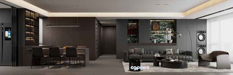 Modern Living Room 3D Model - 7051 - VRAY Render