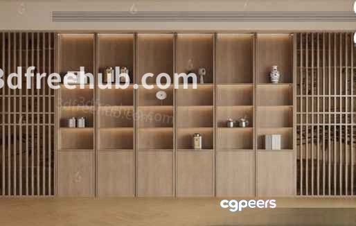 A Large Wall With Shelves 3D Model - 21527 - VRAY Render A Large Wall With Shelves 3D Model - 21527 - VRAY Render